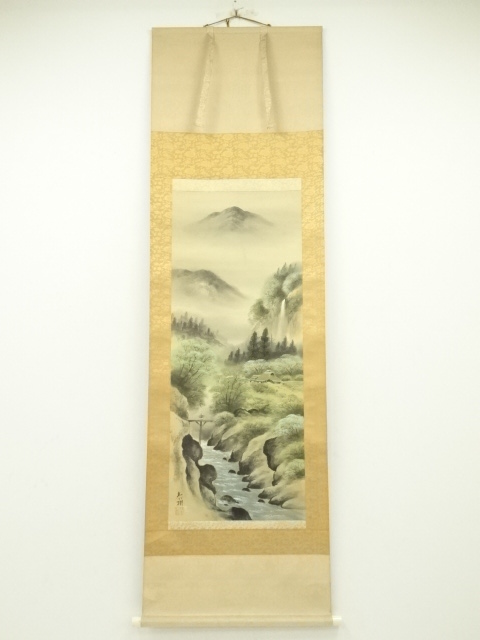 JAPANESE HANGING SCROLL / HAND PAINTED / LANDSCAPE 